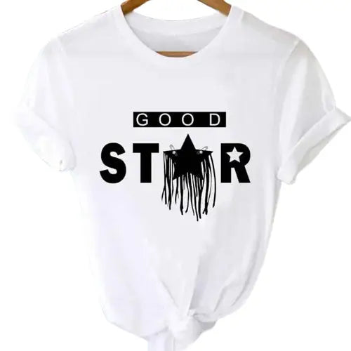T-shirts Tops With Short Sleeve Cartoon Prints - Star / S