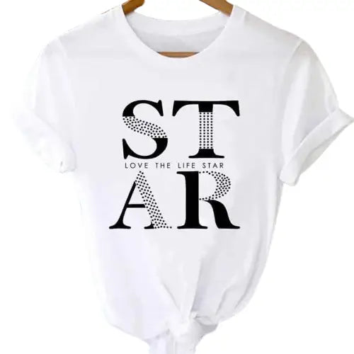 T-shirts Tops With Short Sleeve Cartoon Prints - Star / S