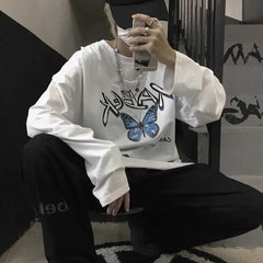 Tabek Butterfly Oversize Sweatshirt - White / M