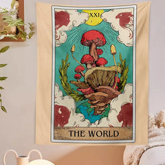 Tarot Card Tapestry Mushroom Fungi Wall Art