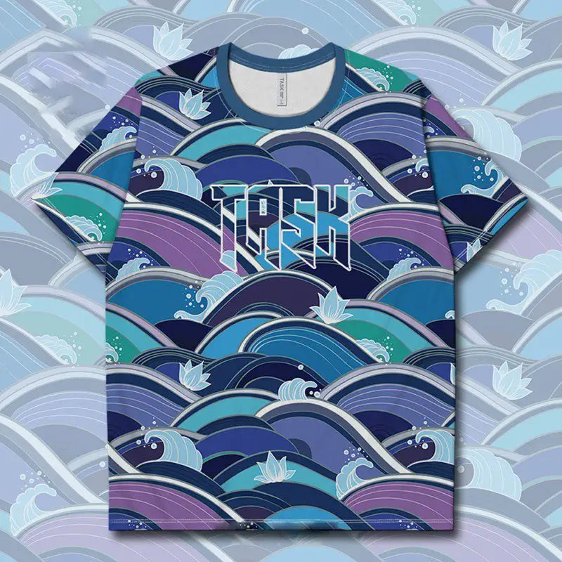 Task Japan Waves Quick-Dry T-shirt - Purple-Blue / XS