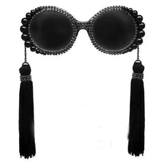 Tassel round Sunglasses - Black / One Size