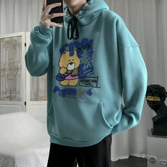 Teddy Bear Hoodie Unisex Kawaii Pullover Blue / M