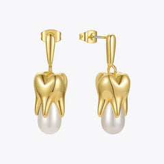 Teeth Pearl Drop Earrings