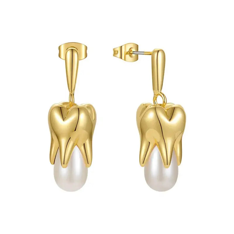 Teeth Pearl Drop Earrings