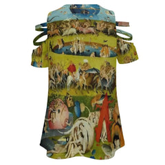 The Garden of Earthly Delights Off Shoulder Zip Up Blouse