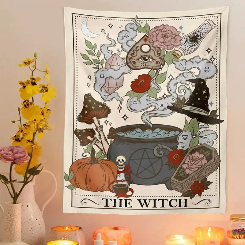 The Witch Cottage Core Tarot Card Tapestry - 95X73