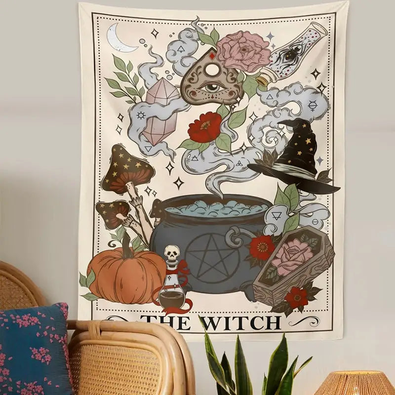 The Witch Cottage Core Tarot Card Tapestry - 95X73