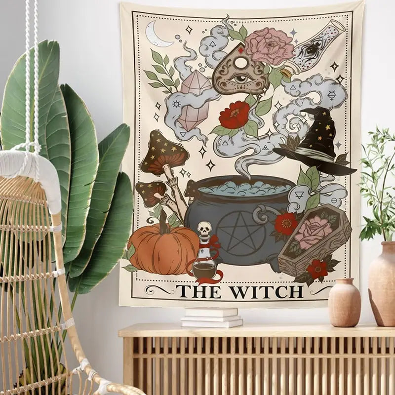 The Witch Cottage Core Tarot Card Tapestry - 95X73