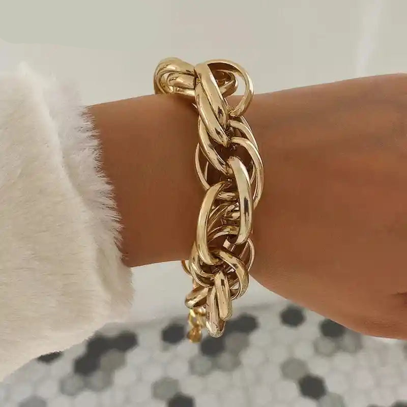 Thick Braided Bracelets Gold Color