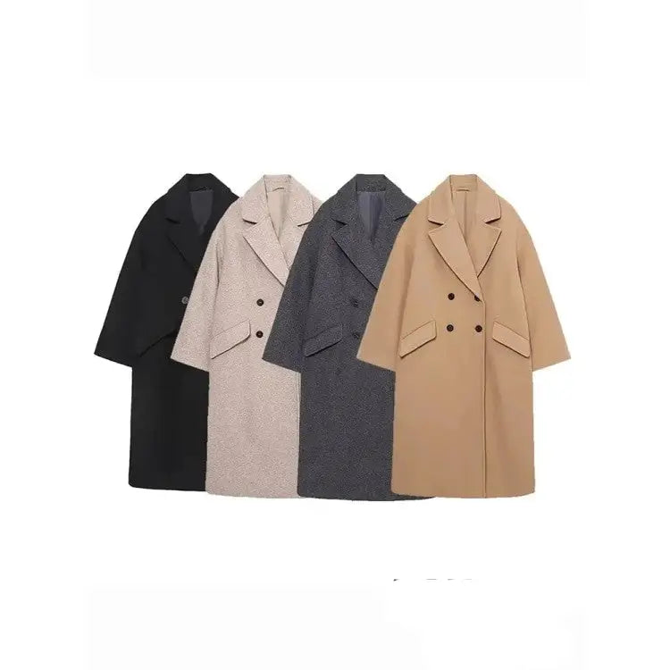 Thick Long V Neck Long Sleeve Pockets Coat