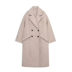 Thick Long V Neck Long Sleeve Pockets Coat