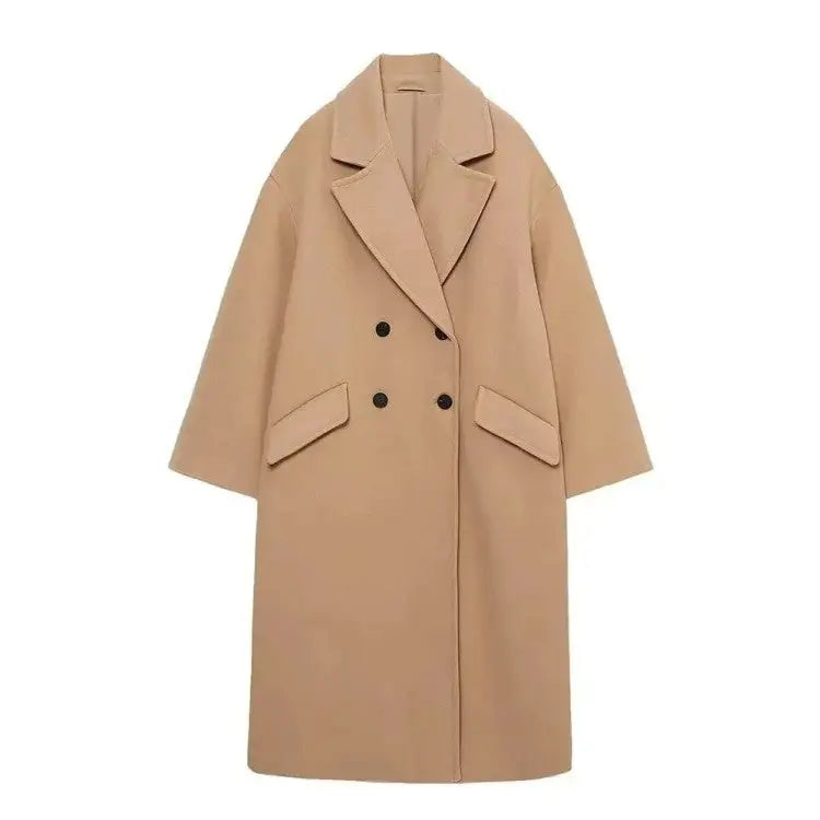 Thick Long V Neck Long Sleeve Pockets Coat