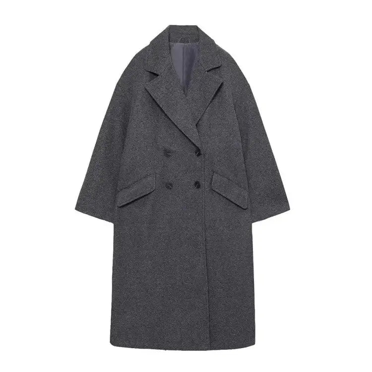 Thick Long V Neck Long Sleeve Pockets Coat