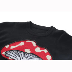 Thick Mushroom 3D applique Black Oversize Sweatshirt