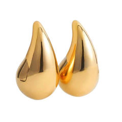 Thick Plated Stainless Steel Chunky Hoop Earrings Gold Stud