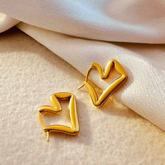 Thick Plated Stainless Steel Chunky Hoop Earrings Heart