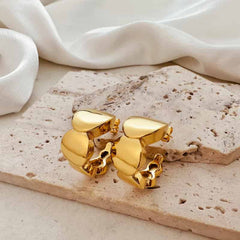 Thick Plated Stainless Steel Chunky Hoop Earrings Irregular