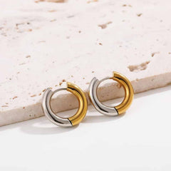 Thick Plated Stainless Steel Chunky Hoop Earrings Silver