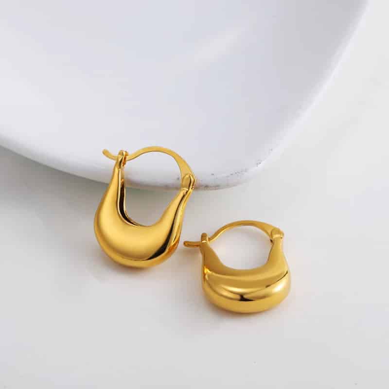 Thick Plated Stainless Steel Chunky Hoop Earrings Small