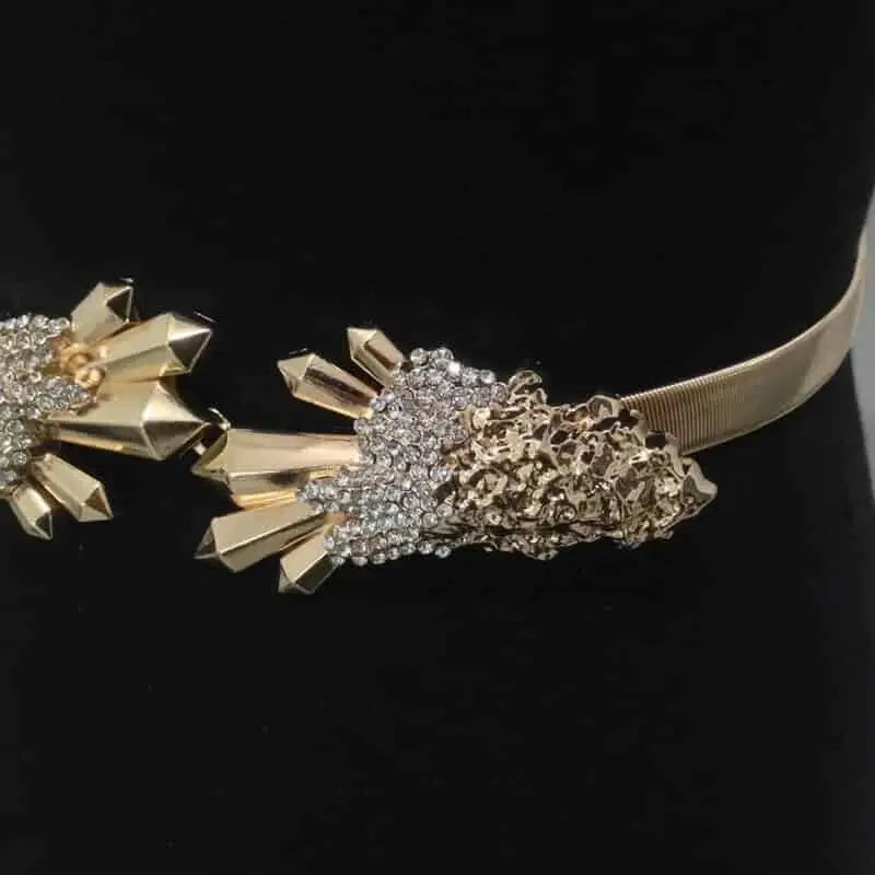 Thin Adjustable Metal Belts with Elasticity Buckle Black