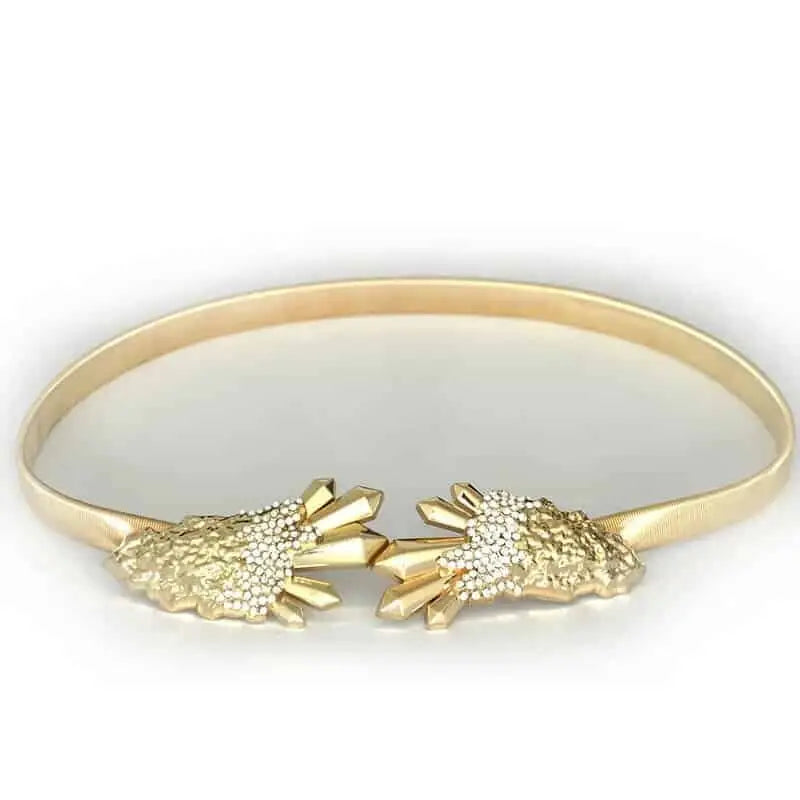 Thin Adjustable Metal Belts with Elasticity Buckle Black