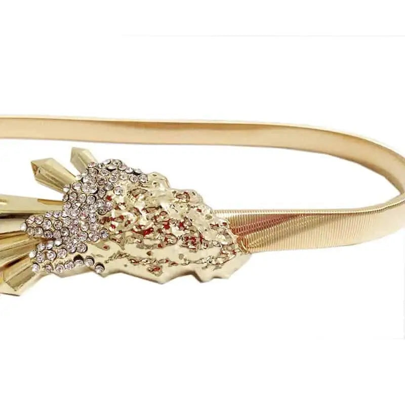 Thin Adjustable Metal Belts with Elasticity Buckle Black