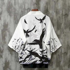 Thin Lined Sunscreen Kimono Type Dragon Robe Shirt