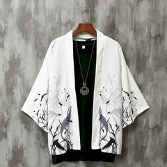 Thin Lined Sunscreen Kimono Type Dragon Robe Shirt