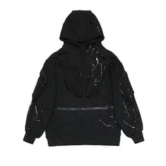 Three-Dimensional Hooded Sweatshirt - Black / One size