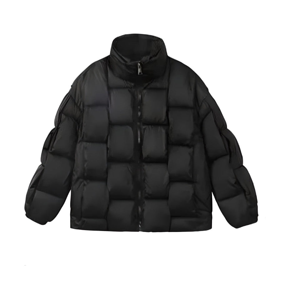 Three-Dimensional Plaid Jacket - Black / S - Jackets