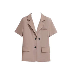 Three Pieces Notched Collar Short Blazer Shirt with High Waist Short