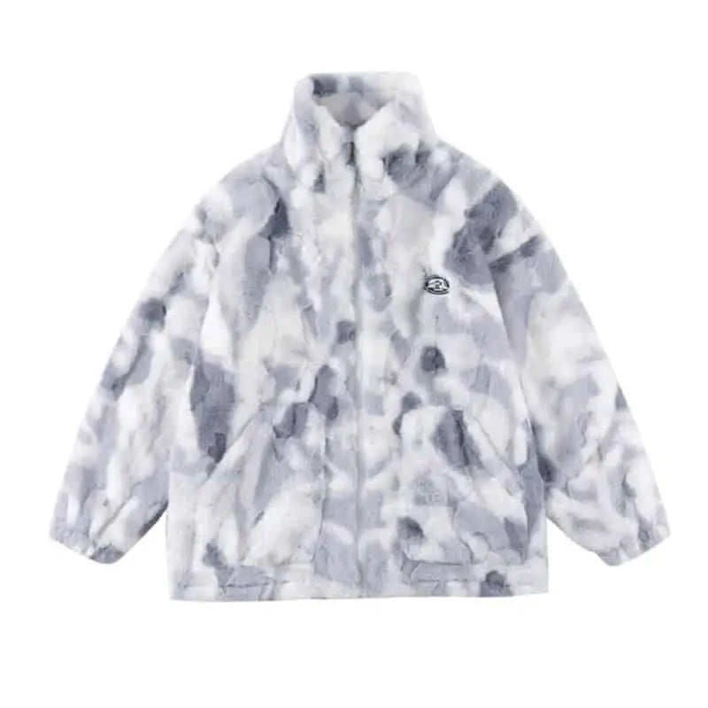 Tie Dye Flannel Zipper Loose Jacket