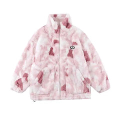 Tie Dye Flannel Zipper Loose Jacket