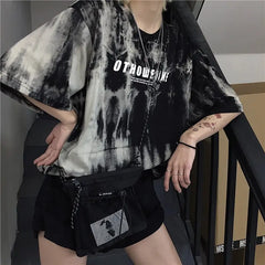 Tie Dye Oversized T Shirt Othowehne Gray Black