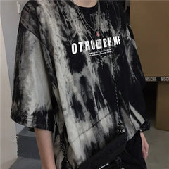 Tie Dye Oversized T Shirt Othowehne Gray Black