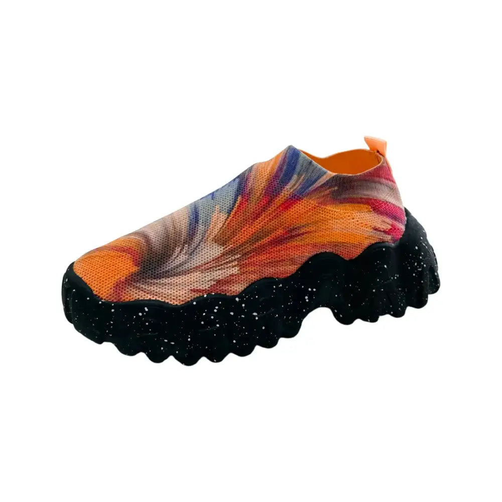 Tie Dye Thick Sole Elastic Mesh Slip On Sneakers