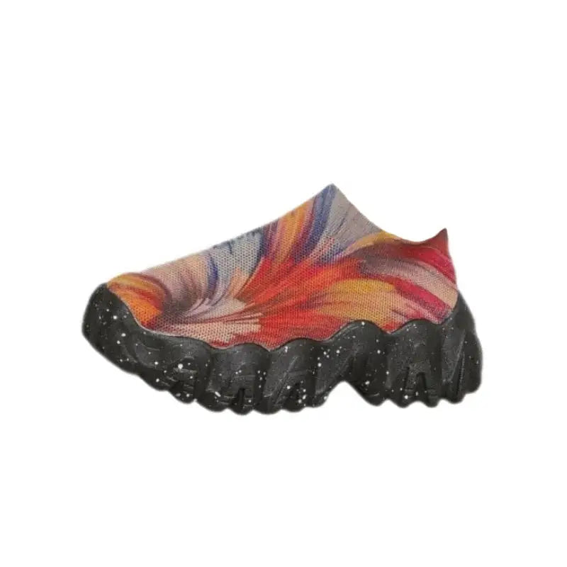 Tie Dye Thick Sole Elastic Mesh Slip On Sneakers