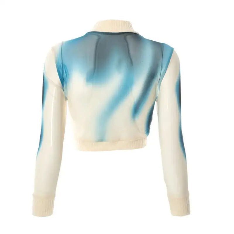 Tie Dyed Knitted Turtleneck Cropped Sweater