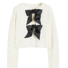 Tie-Front Sparkling Jacket - White / XS - Jackets