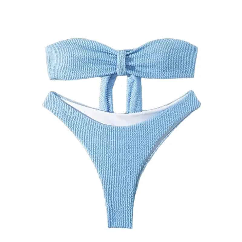 Tie Knot Strapless High Waist Bikini