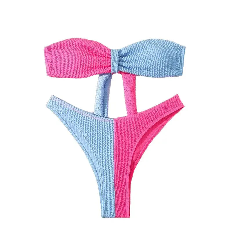 Tie Knot Strapless High Waist Bikini