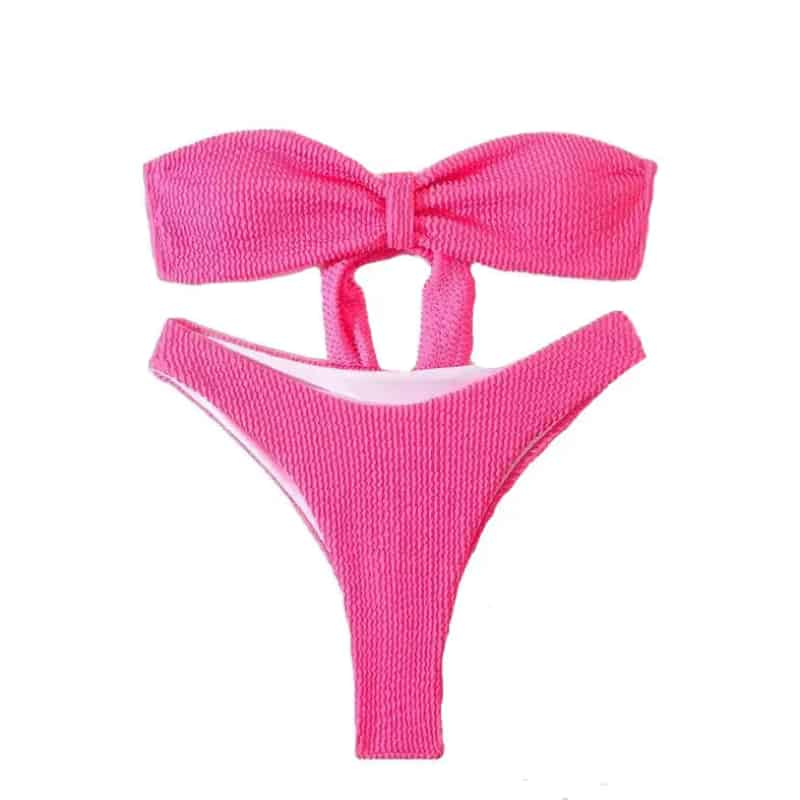 Tie Knot Strapless High Waist Bikini