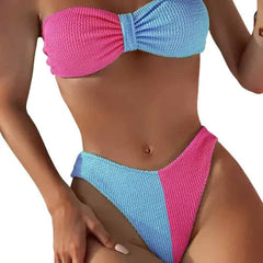 Tie Knot Strapless High Waist Bikini