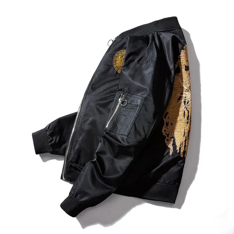 Tiger Embroidered Bomber Jacket