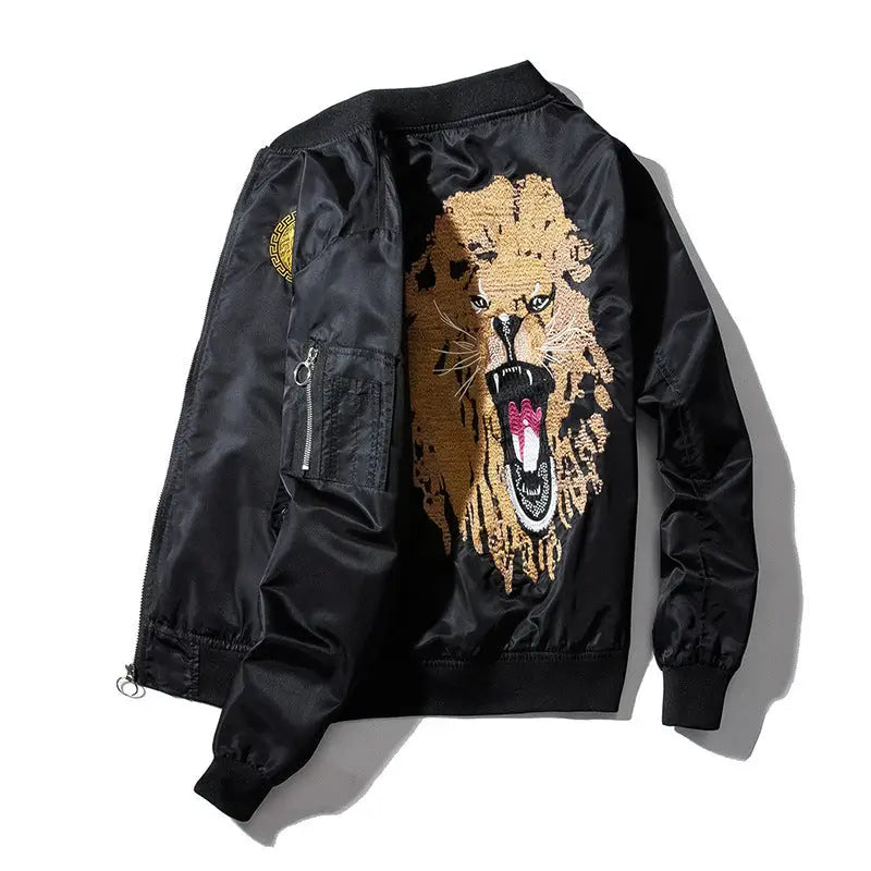 Tiger Embroidered Bomber Jacket