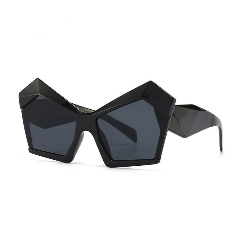 Tinted Irregular Shape Sunglasses - Black / One Size