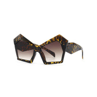 Thumbnail for Tinted Irregular Shape Sunglasses - Leopard Brown