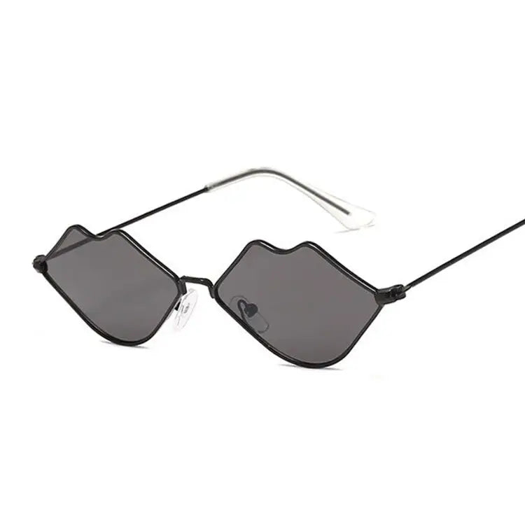 Tinted Kiss Shape Sunglasses - Black / Gray / One Size