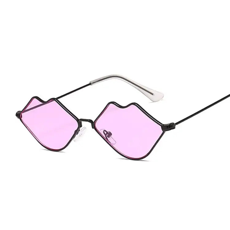 Tinted Kiss Shape Sunglasses - Black / Purple / One Size